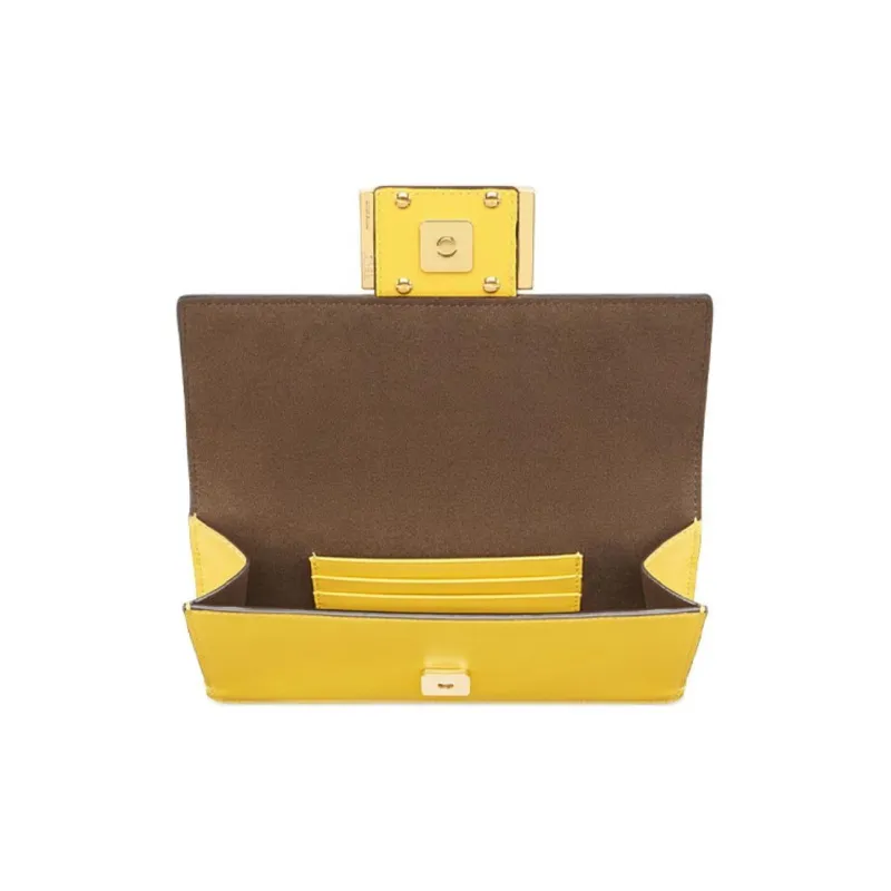 FENDI Baguette Cow Leather Baguette Bag Crossbody Bag Shoulder Bag Women's Yellow-3