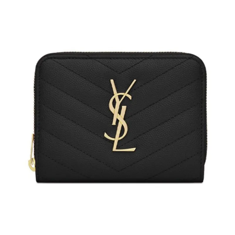 SAINT LAURENT Monogram Cow Leather Wallet Women's Black-0