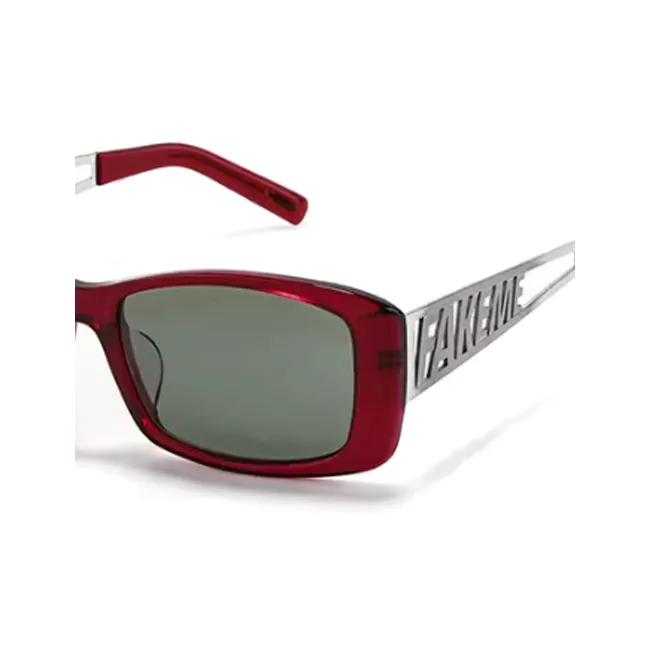 Fakeme Plate Irregular Shape Eyeglass Frames Unisex Red-2