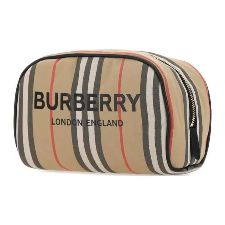 Burberry Nylon Fabric Toiletry Makeup Bag Clutch Women's Beige-1