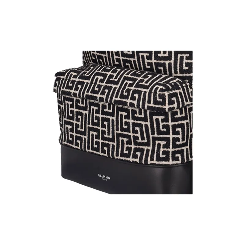 BALMAIN Cotton With Polyester Backpack Men's Black Beige Yellow-3
