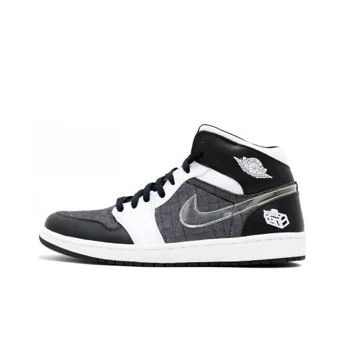 Air Jordan 1 Vintage Basketball Shoes Men Mid-Top Black/White