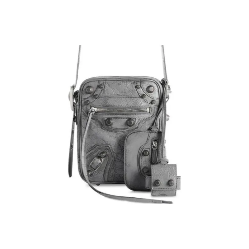 Balenciaga Le Cagole Arena Lambskin Shoulder Bag, Crossbody Bag Men's Gray-0