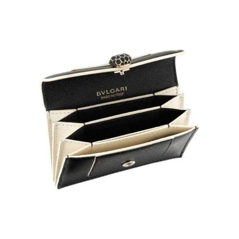 BVLGARI Serpenti Forever Calfskin Wallets Card Holders Women's Black-1