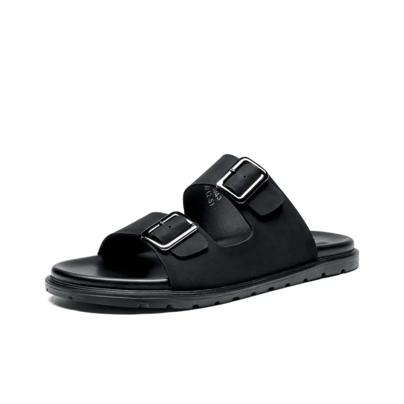 LEAVELAND Slide Slippers Men Dark Gray/Brown-1