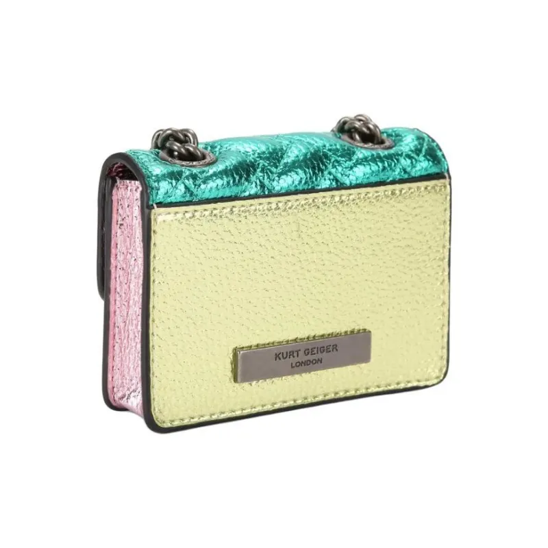 Kurt Geiger London Quilted Artificial Leather Crossbody Bag Shoulder Bag Mini Women's Green & Purple-2