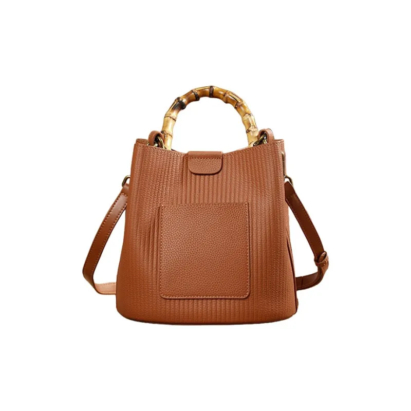 H YXIANG Cow Leather Shoulder Bag Regular Women's Brown/Gray/Black-3