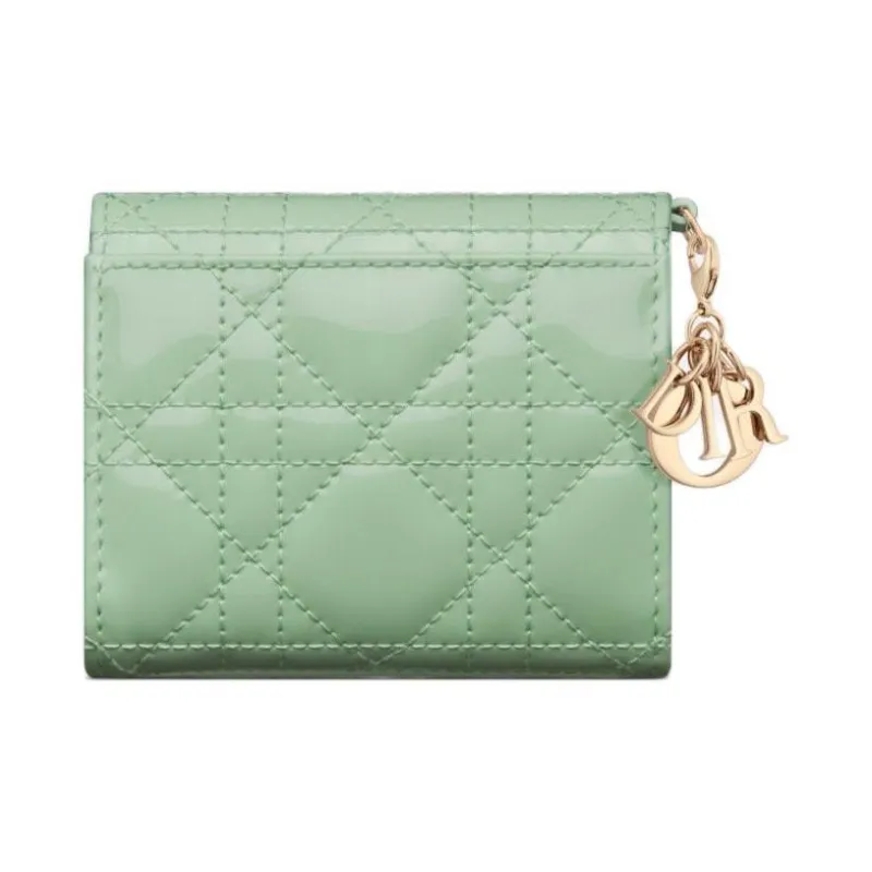 DIOR Lady Dior Calfskin Wallet Women's Green-2
