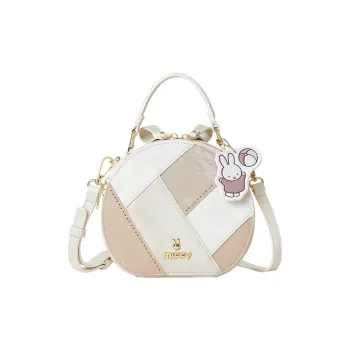 Miffy Synthetic Leather Small Round Bag Handbag Shoulder Bag Crossbody Bag Women's Ecru/Brown