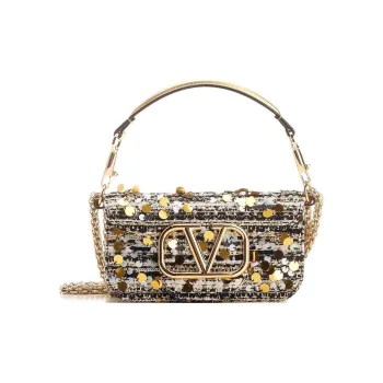 Valentino Locò Leather Portable Crossbody Bag Shoulder Bag Women's Gold