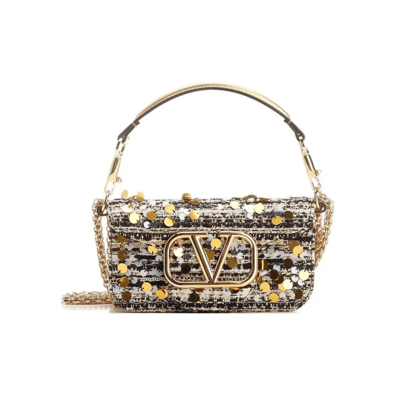 Valentino Locò Leather Portable Crossbody Bag Shoulder Bag Women's Gold-0