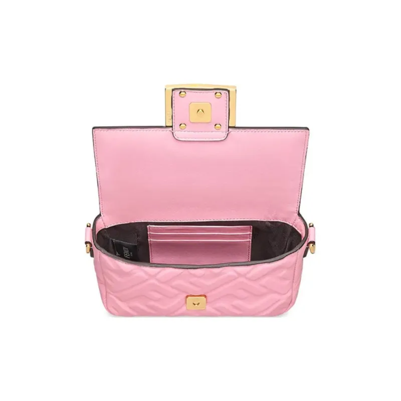 FENDI Baguette Nappa Leather Baguette Bag Handbag Shoulder Bag Crossbody Bag Mini Women's Cherry Blossom Pink-3
