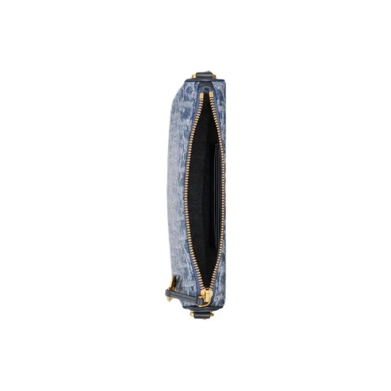 DIOR Oblique Jacquard Fabric Crossbody Bag Shoulder Bag Women's Blue-2
