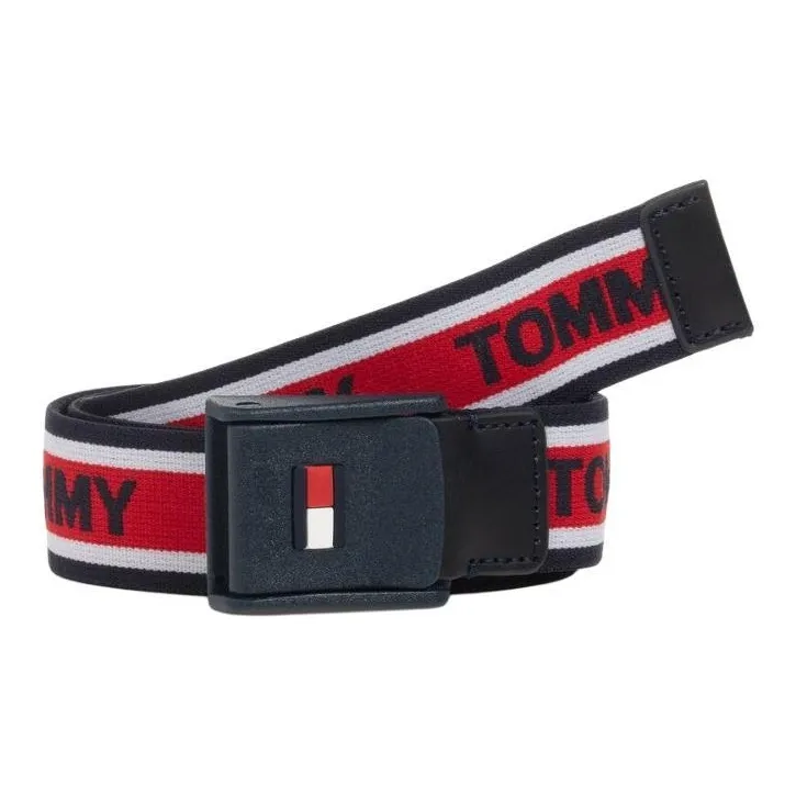 Tommy Hilfiger Letter Logo Smooth Buckle Belt Kids' Red-2