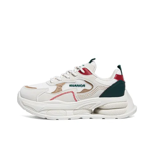 Warrior Students Platform Chunky Sneakers Wear resistant And Lightweight Low Top Casual Shoes Women's Beige Green Red
