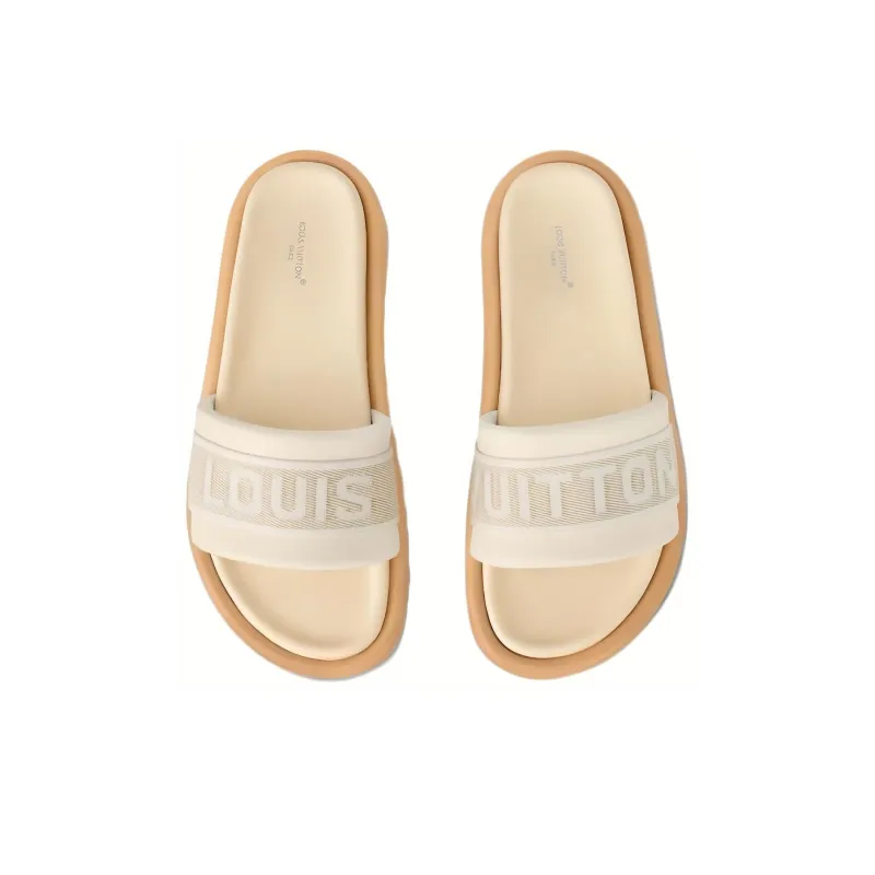 LOUIS VUITTON Bliss Slide Slippers Women's Beige-4