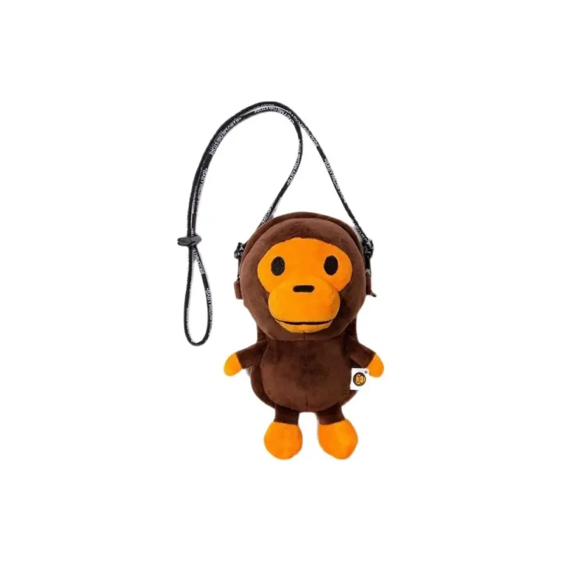 A BATHING APE Fabric Crossbody Cell Phone Pouch Regular Unisex Brown-4
