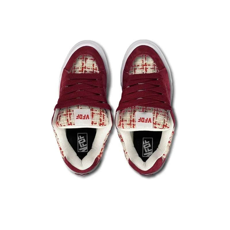 VFDF Wear Resistant Low Top Skateboard Shoes Women's Red-2