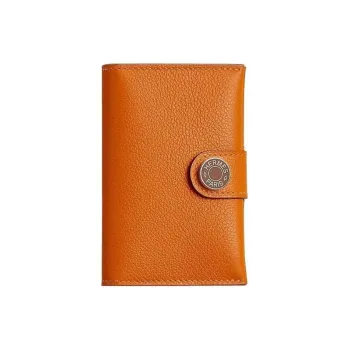 HERMES Evercolor Calfskin Card Holder Regular Unisex Orange