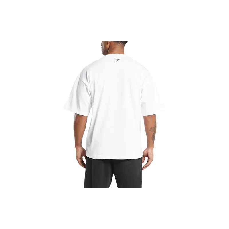 GYMSHARK Drop Shoulder Sleeve T Shirt Men's White-1