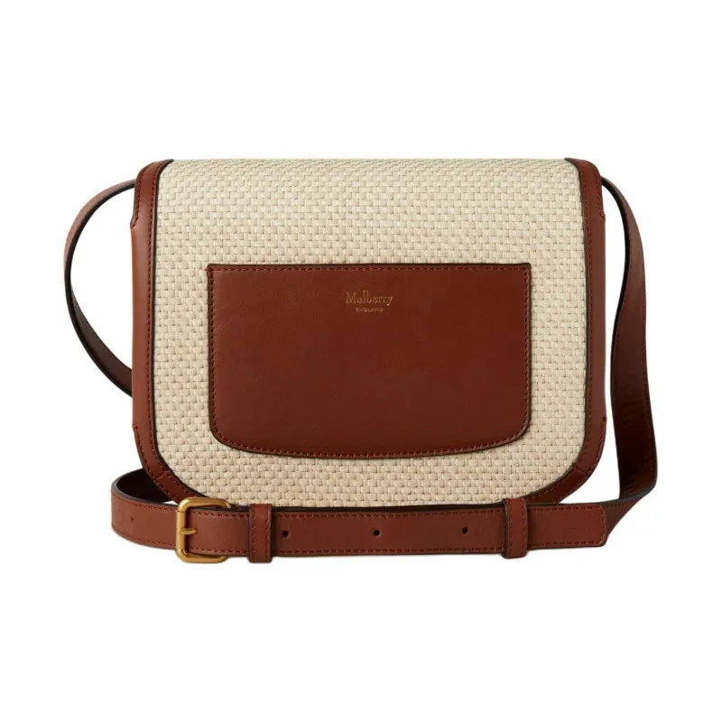 Mulberry Raffia Blended With Viscose And Cotton Shoulder Bag Crossbody Bag Small Size Women's Ecru & Bright Umber-2