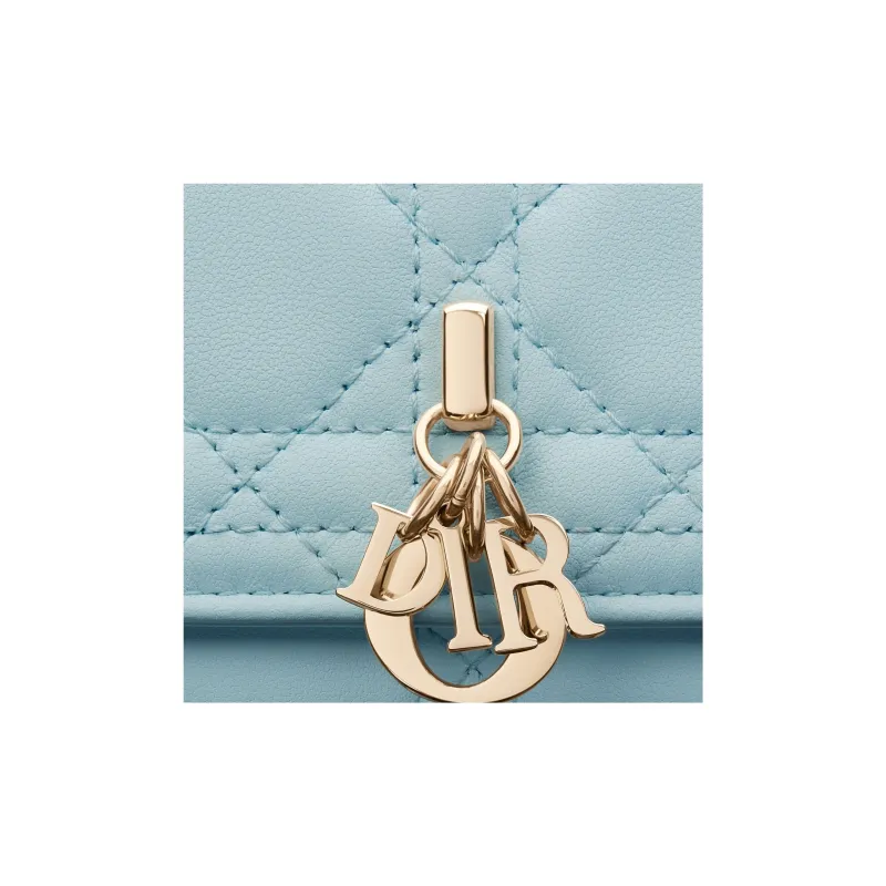 DIOR Lady Dior Lambskin Key Pouch Women's Sky Blue-4