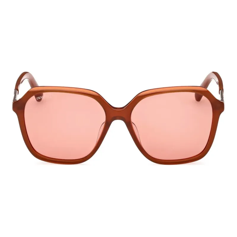 Swarovski Plastic Irregular Shape Sunglasses Women's Brown-1
