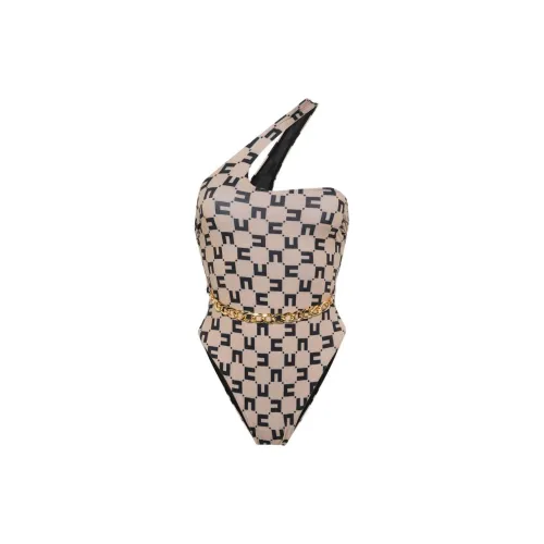 Elisabetta Franchi Logo Printed One-Shoulder Swimsuit