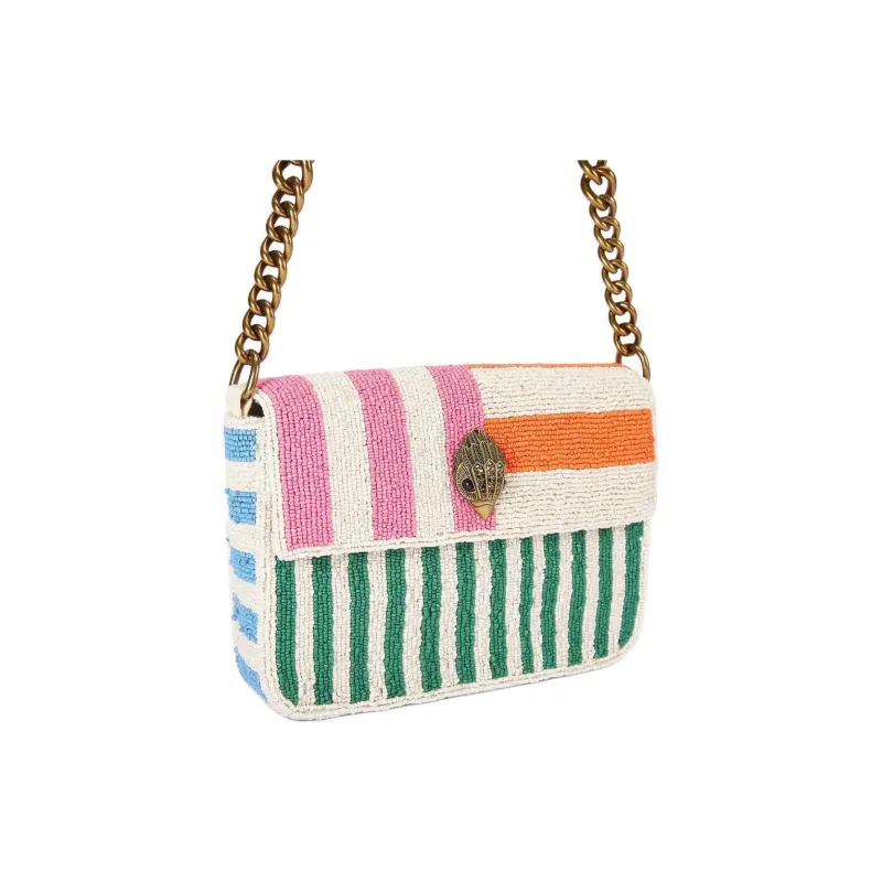 Kurt Geiger London Beads Decoration Fabric Handbag Shoulder Bag Women's Beige White & Multicolor-1