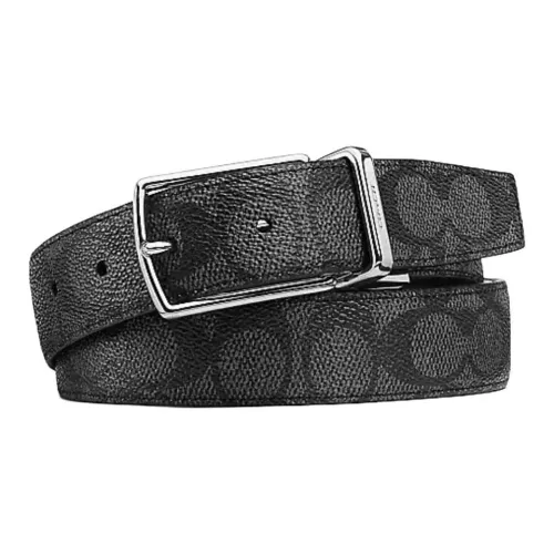 COACH Badge Design Leather Belts Men's Black 