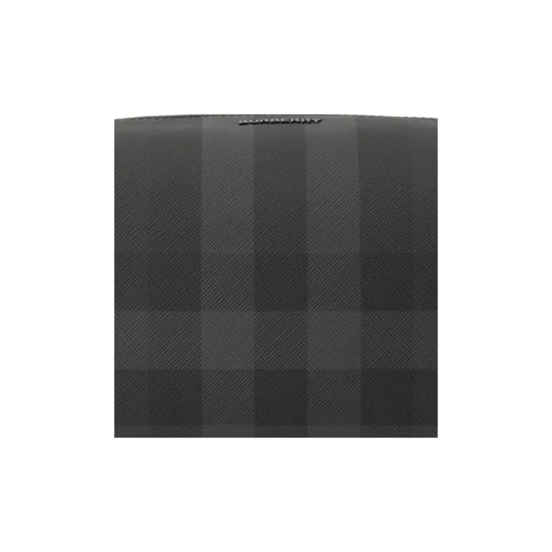 Burberry Smooth Leather Trim Travel Storage Bag Toiletry Bag Men's Charcoal Gray-4