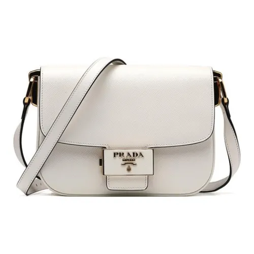 PRADA Cow Leather Shoulder Bag Crossbody Bag Women's White