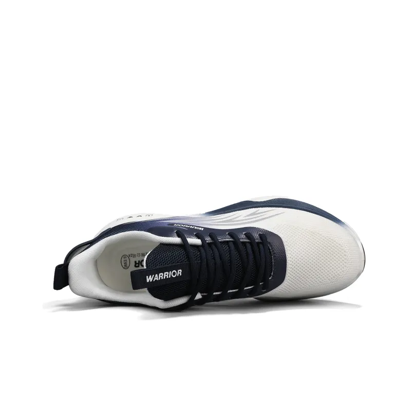 Warrior Abrasion Resistant, Lightweight, And Breathable Low Top Running Shoes Men's White Blue-2
