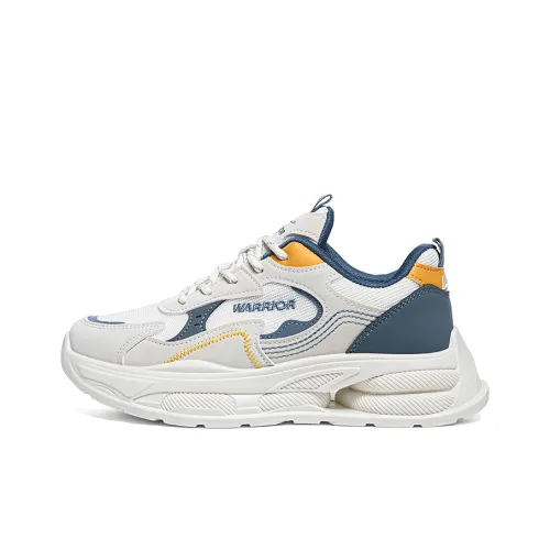 Warrior Students Platform Chunky Sneakers Wear resistant And Lightweight Low Top Casual Shoes Men's Beige Blue Yellow
