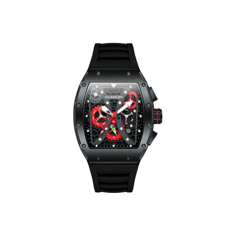GUANQIN GUANQIN GJ16198 Mechanical Movement Rubber Strap Watch Men's Watches Black Dial-9