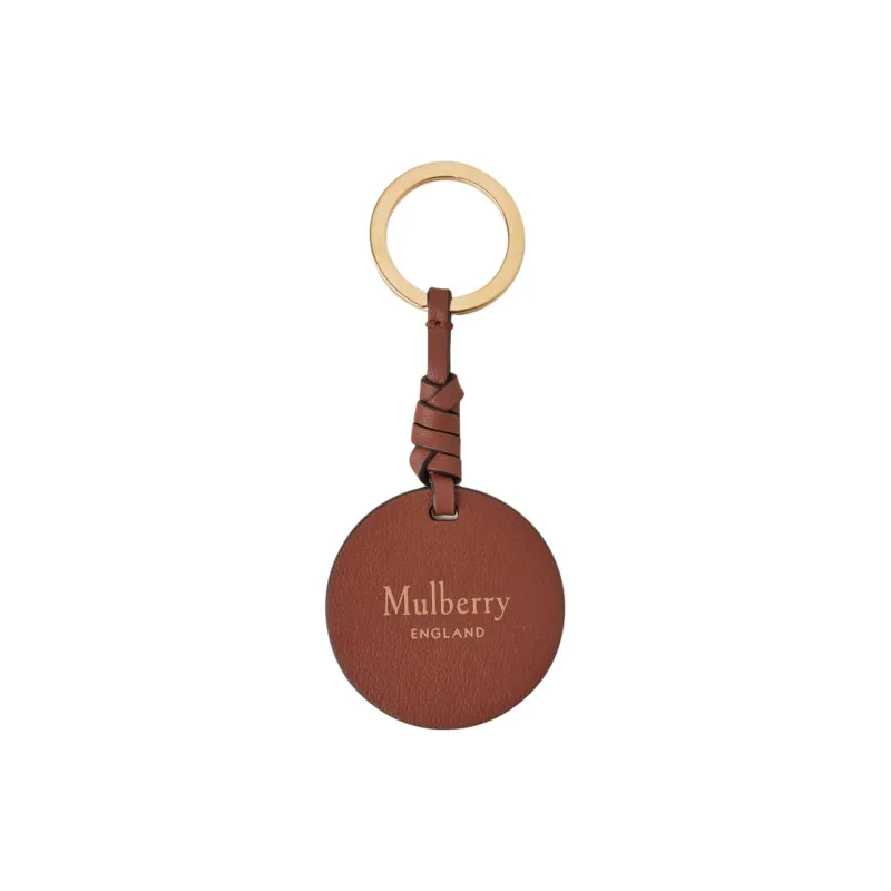 Mulberry Grained Leather Key Ring Pouch Merch Women's Mink Fur Black With Bright Brown Accents-1