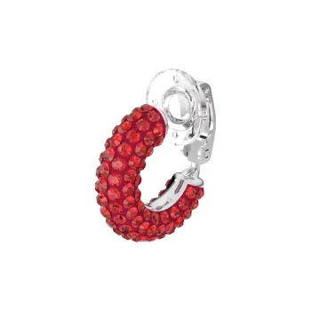 Swarovski Rhodium Plated Faux Crystal Clip On Earrings Unisex Red