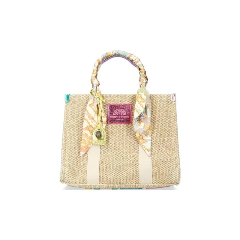 Kurt Geiger London Natural Woven Fabric Shoulder Bag Crossbody Bag Handbag Women's Beige-1
