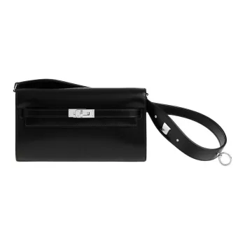 HERMES Kelly To Go Box Calfskin Wallets Handheld Shoulder Bag Crossbody Bag Women's 89 Noir Black