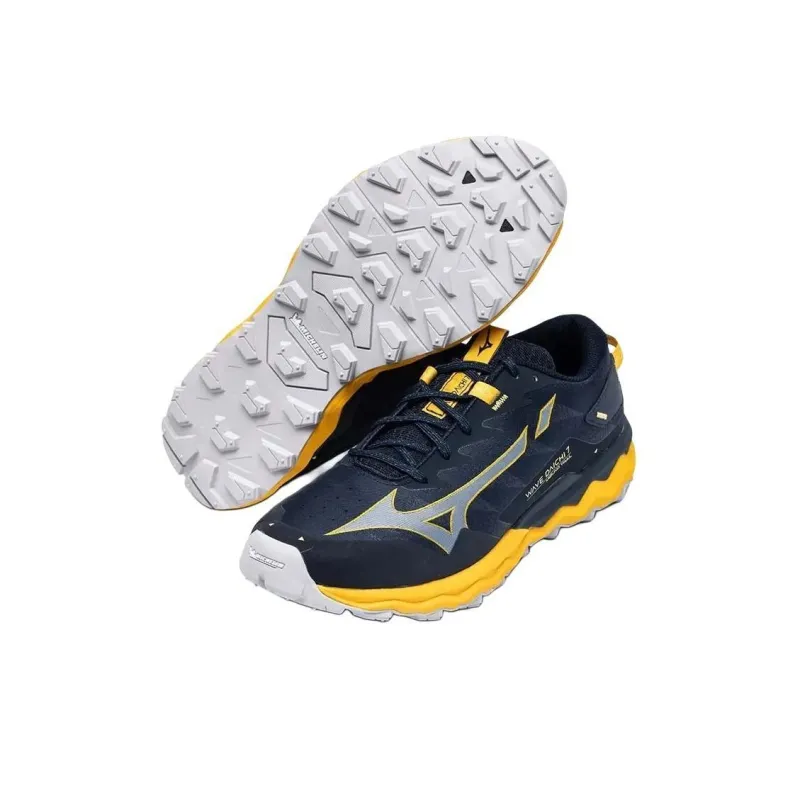 Mizuno Wave Daichi 7 Cushioning Wear Resistant Low Top Casual Running Shoes Men's Black Neon Yellow-4