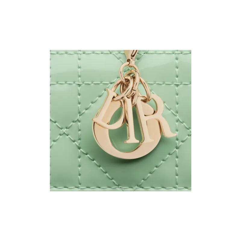 DIOR Lady Dior Calfskin Wallet Women's Green-5