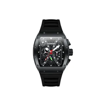 GUANQIN GUANQIN GJ16198 Mechanical Movement Rubber Strap Watch Men's Watches Black Dial