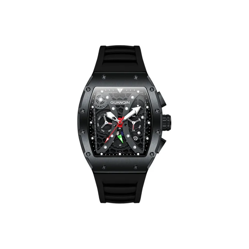 GUANQIN GUANQIN GJ16198 Mechanical Movement Rubber Strap Watch Men's Watches Black Dial-0