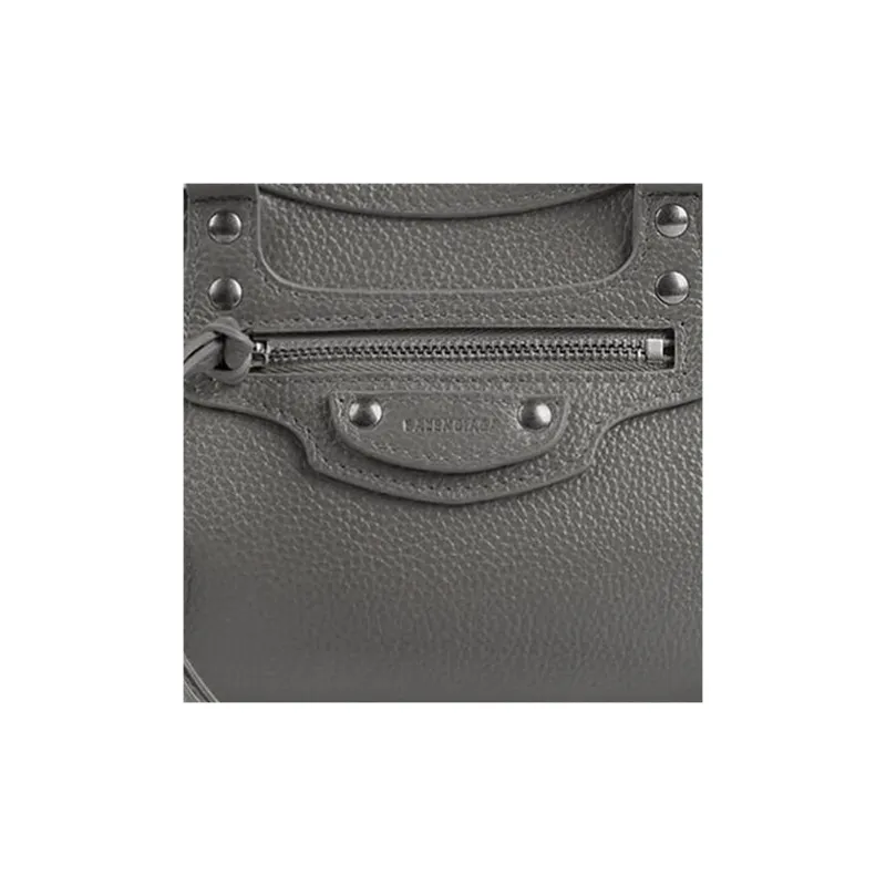Balenciaga Neo Classic Grained Calfskin Shoulder Bag Crossbody Bag Handbag Mini Women's Gray-4