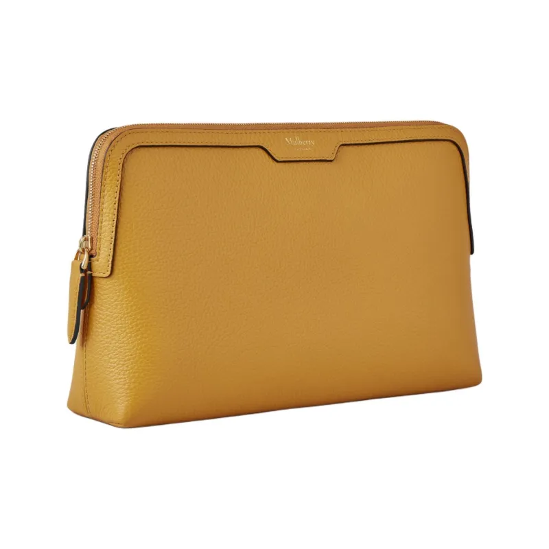 Mulberry Grained Leather Makeup Bag Medium Size Women's Deep Amber-1