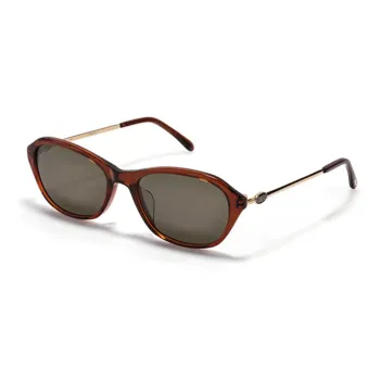 Fakeme Plate Frame Rectangular Sunglasses Unisex Brown