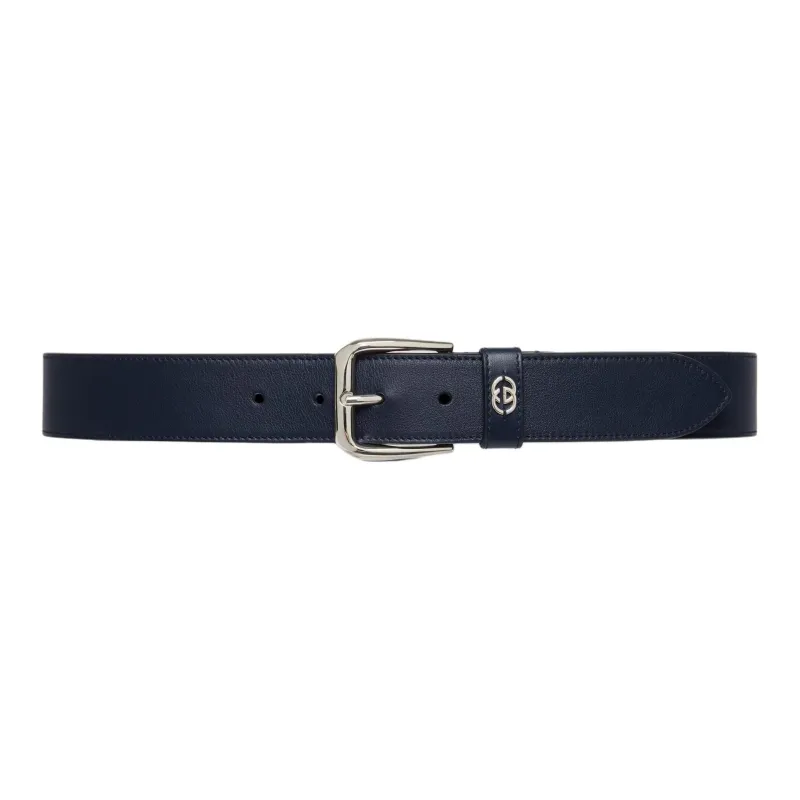 GUCCI Leather Belts Men's Blue Width 3.5CM-0