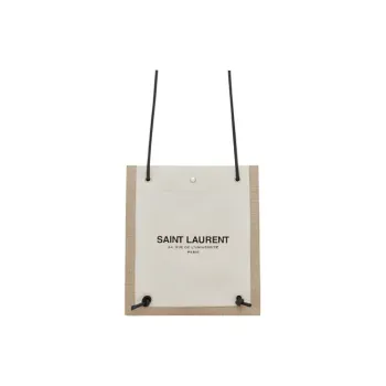 SAINT LAURENT Canvas Shoulder Bag Crossbody Bag Men's Beige/Black
