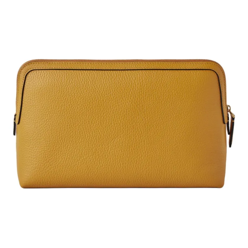 Mulberry Grained Leather Makeup Bag Medium Size Women's Deep Amber-2