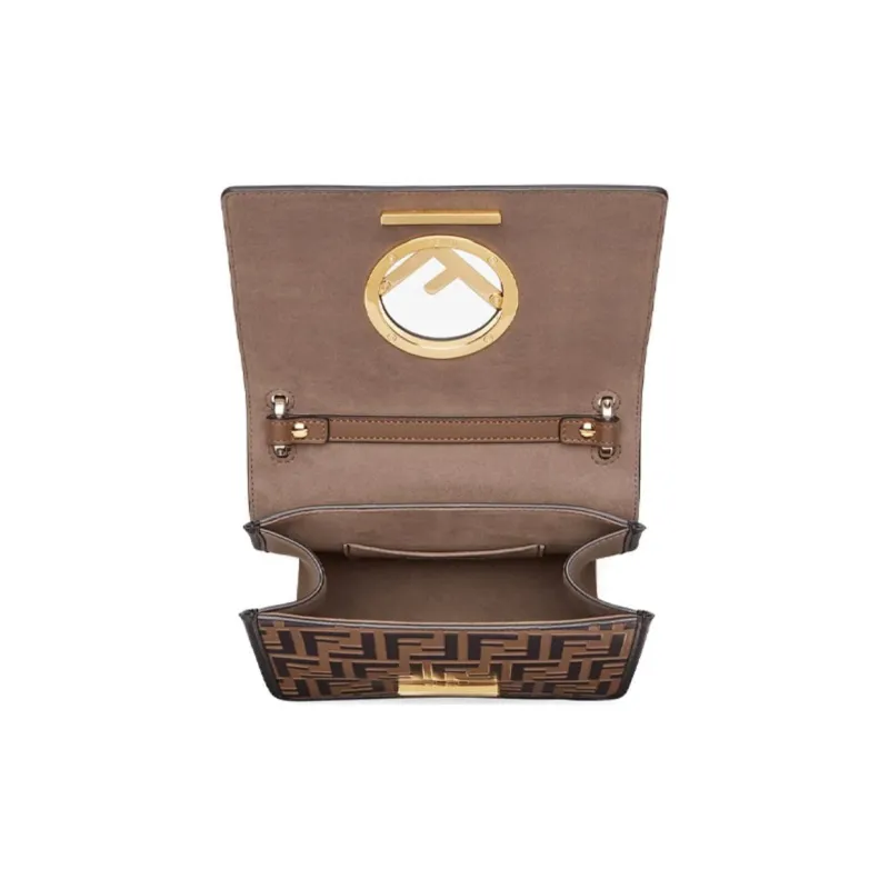 FENDI Kan I Leather Portable Crossbody Bag Shoulder Bag Mini Women's Brown-3